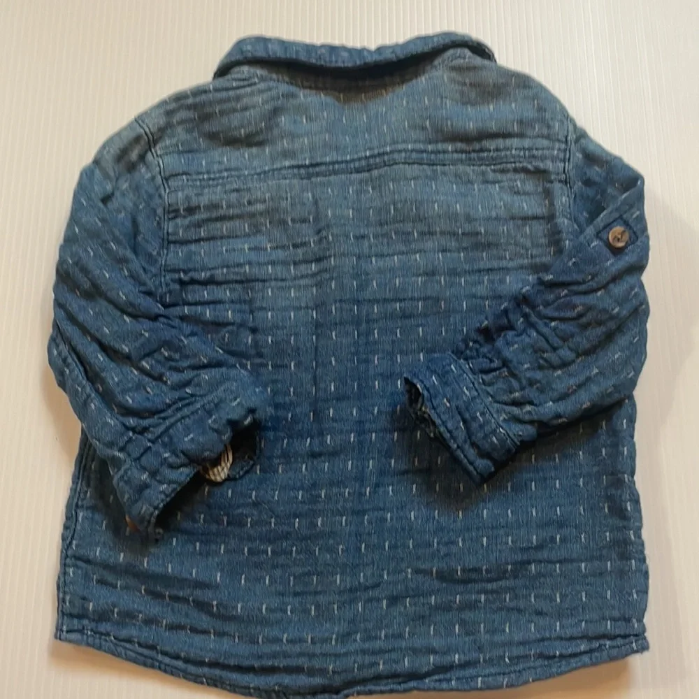 Two long sleeve button down blue OshKosh & wonder nation. Size 2T